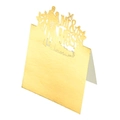 Detailed laser-cut Mr & Mrs golden wedding place card with elegant couple silhouettes - Reflective Gold