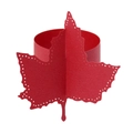 Detail shot of laser-cut red maple leaf paper napkin ring with elegant hollowed edges - 19.7cm / Pearlescent Red
