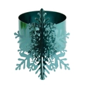 Detailed view of dark green metallic snowflake napkin ring with a polished mirror finish - 18.2cm / Mirror Indigo