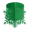 Close-up of green paper napkin ring featuring a 3D snowflake design for Christmas tables - 18.2cm / Dark Green