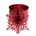 Detail of red hollow snowflake napkin ring with a glossy metallic finish for holiday tables - 18.2cm / Mirror Red