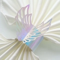 Macro detail of laser-cut iridescent butterfly paper napkin ring for wedding party decor - 20cm / Mirror Iridescent
