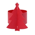Vue macro d'un anneau de serviette sapin de Noël 3D en papier rouge texturé festif - 18cm / Rouge Perlé