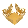 Makroansicht goldener lasergeschnittener hohler Schmetterlings-Cupcake-Hüllen - Gold