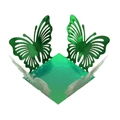 Detail of laser-cut butterfly wedding favor box in metallic emerald green finish - Mirror Dark Green