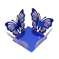 Detailed laser-cut blue butterfly party favor box with shimmering metallic finish - Mirror Dark Blue