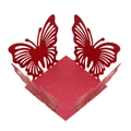 Vista macro della decorazione a farfalla rossa glitterata con pizzo tagliato al laser - Rosso Perlato