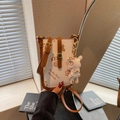 Mini crossbody phone bag in white pebbled leather with bear print and golden hardware - White with Pendant