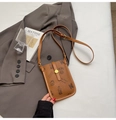 Vintage brown crossbody phone bag with graffiti bear print and adjustable strap - Brown No Pendant