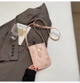 Pink pebbled leather crossbody mobile phone bag with academic bear print and gold hardware - Pink Without Pendant