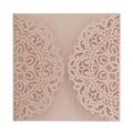 Macro detail of laser-cut mandala pattern on blush pink pearlescent paper invitation - Light Pink