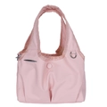 Borsa tote rosa chiaro a pieghe con doppie tasche e dettagli in metallo - Rosa