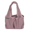 Grand sac fourre-tout en nylon vieux rose avec double poignée et garniture métallique - Violet