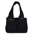 Borsa tote in nylon nero da donna con grande capacità e doppi manici in nero elegante - Nero