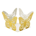 Laser-cut hollow butterfly candy box lace decorations in yellow and white paper - Reflective Gold