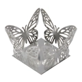 Laser-cut 3D butterfly wedding favor box in elegant pearlescent white mirror finish - 3.6cm / Mirror Silver