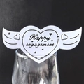 White heart-shaped laser cut glass cards for engagement party decor with Happy Engagement text - 9*4.6CM / White
