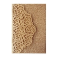 Detailed laser-cut rose pattern on gold glitter wedding invitation card with intricate hollows - Gold