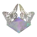 Detail of laser-cut iridescent butterfly candy box with hollow design and metallic finish - 3.6cm / Mirror Iridescent