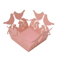 Scatola di caramelle rosa tagliata al laser con uccelli per matrimoni e feste - Rosa