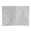 Elegant white laser-cut wedding invitation featuring rose patterns and a bride silhouette - White
