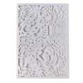 Elegante invito di nozze bianco tagliato al laser con delicati motivi floreali a rose - Bianco