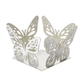 Detailed laser-cut white butterfly paper gift box with elegant hollow-out lace design - Reflective Silver