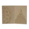 Laser cut kraft paper wedding invitation featuring rose patterns and a female silhouette - Beige Gold