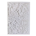 Elegant white laser-cut wedding invitation featuring intricate rose and floral patterns - White