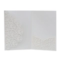Détails de roses découpées au laser sur porte-invitation de mariage en papier perlé - Ivoire