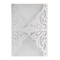 Laser cut floral invitation card in pearlescent paper for weddings and baptism events - White