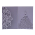 Detail of laser-cut purple floral invitation with elegant rose pattern and girl silhouette - Lilac Purple