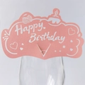 Pink paper Happy Birthday cup card decoration featuring heart and star cutouts - Pink