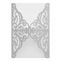 Elegante copertina per invito in glitter argento tagliata a laser con volute - Argento Glitter