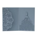 Elegant laser-cut hollow rose invitation card in light blue with a female silhouette - Fog Blue