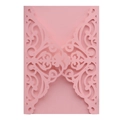 Pink laser-cut invitation card with elegant floral scroll patterns for weddings and baptisms - Pink