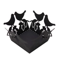 Detailed laser-cut black paper cupcake wrappers with elegant bird silhouette designs - Black