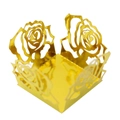 Golden laser-cut rose hollow paper candy box with metallic finish for wedding and party - 3.5cm / Mirror Gold