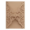Laser cut champagne gold pearlescent paper wedding invitation covers with floral design - Beige Gold