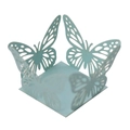 Detail of light blue laser-cut butterfly candy box with intricate lace patterns - Pearl Pale Blue