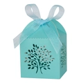 Laser cut Tree of Life candy gift box in Tiffany blue with a matching ribbon bow - Tiffany Blue