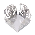 Detailed laser-cut silver rose hollow candy box for wedding and party favor decor - 3.5cm / Mirror Silver