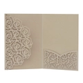 Detail of champagne gold laser cut rose invitation cover with pearlescent paper finish - Beige Gold