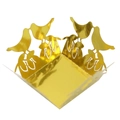 Detail of laser-cut gold wedding favor box featuring bird silhouettes and hollow pattern - 3.6cm / Mirror Gold