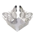 Macro detail of laser-cut silver hollow butterfly wedding favor box with metallic finish - Mirror Silver