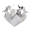 Laser-cut silver wedding candy box with intricate hollow bird and floral vine patterns - 3.6cm / Mirror Silver