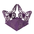 Elegant purple hollow butterfly cupcake wrapper with laser-cut lace design for party - Dark Purple
