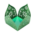 Detail of laser-cut daisy patterns on green metallic pearl paper candy gift box - Mirror Dark Green