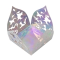 Dettaglio di scatola regalo olografica con motivi di farfalle e fiori tagliati al laser - 3.5cm / Iridescente specchio