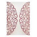Detail of pink laser-cut invitation sleeve with glitter finish and floral hollow patterns - Pink